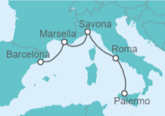 Itinerario del Crucero Italia y Francia - Costa Cruceros