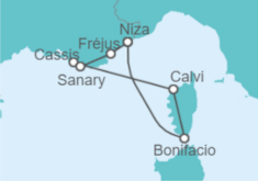 Itinerario del Crucero Francia, Italia - Seadream Yacht Club