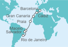 Itinerario del Crucero De Barcelona a Río de Janeiro - Costa Cruceros