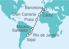 Itinerario del Crucero De Barcelona a Itajai - Costa Cruceros