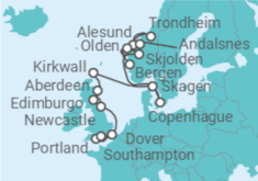 Itinerario del Crucero Fiordos Noruegos e Islas Británicas - Silversea