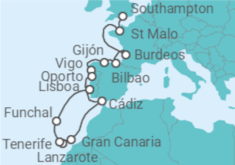 Itinerario del Crucero Islas Canarias y Funchal - Silversea