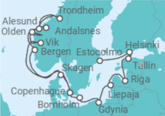 Itinerario del Crucero Fiordos Noruegos y Capitales Bálticas - Silversea