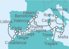 Itinerario del Crucero Desde Civitavecchia (Roma) a Lisboa - Silversea