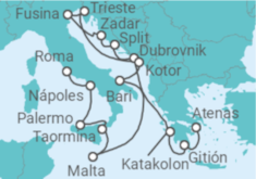 Itinerario del Crucero Desde Pireo (Atenas) a Civitavecchia (Roma) - Silversea