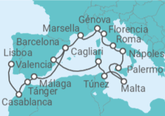 Itinerario del Crucero De Lisboa a Barcelona - Silversea