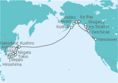 Itinerario del Crucero De Vancouver a Tokio - Silversea