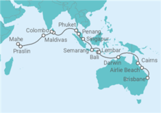 Itinerario del Crucero Vuelta al mundo 2027: de Brisbane a Mahe  - Silversea