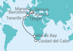 Itinerario del Crucero Namibia, España, Marruecos, Francia e Italia - Costa Cruceros