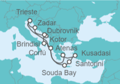 Itinerario del Crucero Montenegro, Croacia, Italia, Grecia, Turquía - AIDA