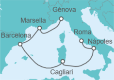 Itinerario del Crucero Francia, España e Italia - Costa Cruceros