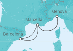 Itinerario del Crucero Francia, Italia - MSC Cruceros