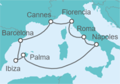 Itinerario del Crucero Italia, Francia y España - NCL Norwegian Cruise Line