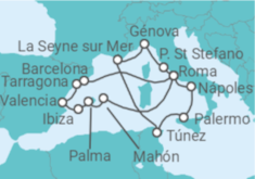 Itinerario del Crucero Mediterráneo Occidental - Silversea