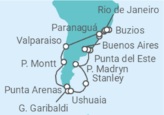 Itinerario del Crucero Inmersivo viaje entre Valparaíso y Río de Janeiro - Silversea