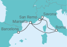 Itinerario del Crucero Francia, Italia - Costa Cruceros