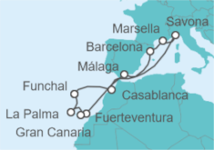 Itinerario del Crucero Marruecos, España, Francia, Italia - Costa Cruceros