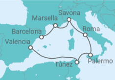 Itinerario del Crucero Túnez, Italia y Francia - Costa Cruceros