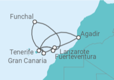 Itinerario del Crucero Islas Canarias, Madeira y Marruecos - AIDA