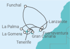 Itinerario del Crucero Gran viaje a las Islas Canarias con La Gomera y Madeira - AIDA