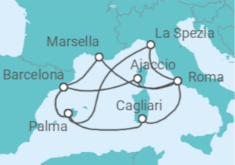 Itinerario del Crucero Tesoros del Mediterráneo - AIDA