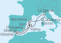 Itinerario del Crucero Gran viaje por el Mediterráneo - AIDA