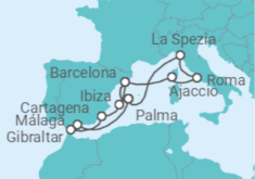 Itinerario del Crucero Gran viaje por el Mediterráneo - AIDA