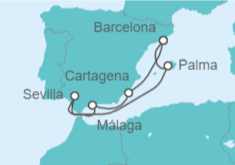 Itinerario del Crucero Costa mediterránea española - AIDA