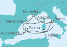 Itinerario del Crucero Gran viaje de Semana Santa por el Mediterráneo II - AIDA