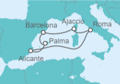 Itinerario del Crucero Viaje de Semana Santa por el Mediterráneo - AIDA