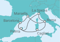 Itinerario del Crucero España, Italia, Francia - AIDA