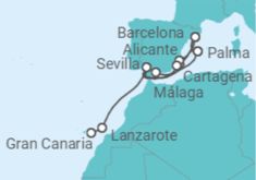 Itinerario del Crucero Desde Las Palmas de Gran Canaria a Palma de Mallorca - AIDA