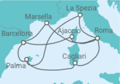 Itinerario del Crucero Italia, Francia, España - AIDA