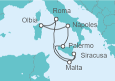 Itinerario del Crucero Italia y Malta - AIDA