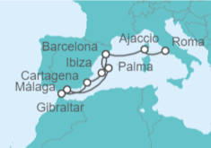 Itinerario del Crucero Francia, España, Gibraltar - AIDA