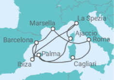 Itinerario del Crucero Gran viaje por el Mediterráneo con eclipse solar - AIDA