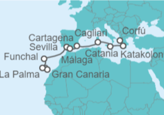 Itinerario del Crucero España, Portugal, Italia - AIDA