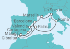 Itinerario del Crucero Gran viaje por el Mediterráneo - AIDA