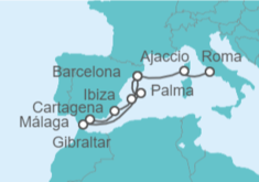 Itinerario del Crucero España, Francia y Gibraltar - AIDA