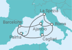 Itinerario del Crucero España, Italia, Francia - AIDA