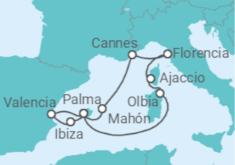 Itinerario del Crucero Islas del Mediterráneo con eclipse solar - AIDA