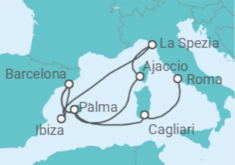 Itinerario del Crucero España, Francia e Italia con eclipse solar - AIDA