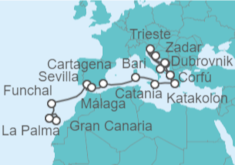 Itinerario del Crucero Desde Las Palmas de Gran Canaria a Corfú (Grecia) - AIDA