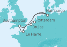 Itinerario del Crucero Reino Unido, Francia, Bélgica, Holanda - AIDA