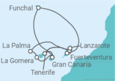 Itinerario del Crucero Islas Canarias y Madeira con La Gomera - AIDA