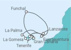 Itinerario del Crucero Islas Canarias y Madeira con La Gomera - AIDA