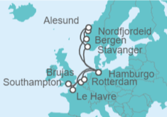 Itinerario del Crucero Reino Unido, Francia, Bélgica, Holanda, Alemania, Noruega - AIDA