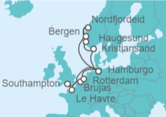 Itinerario del Crucero Noruega, Alemania, Reino Unido, Francia, Bélgica, Holanda - AIDA