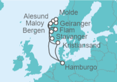 Itinerario del Crucero Los fiordos noruegos con Geiranger II - AIDA