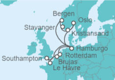 Itinerario del Crucero Noruega, Alemania, Holanda, Bélgica, Francia, Reino Unido - AIDA